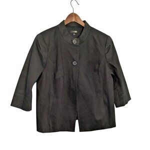 East 5th Womens Black Jacket Size 1X Button-Front 3/4 Sleeves Textured Finish